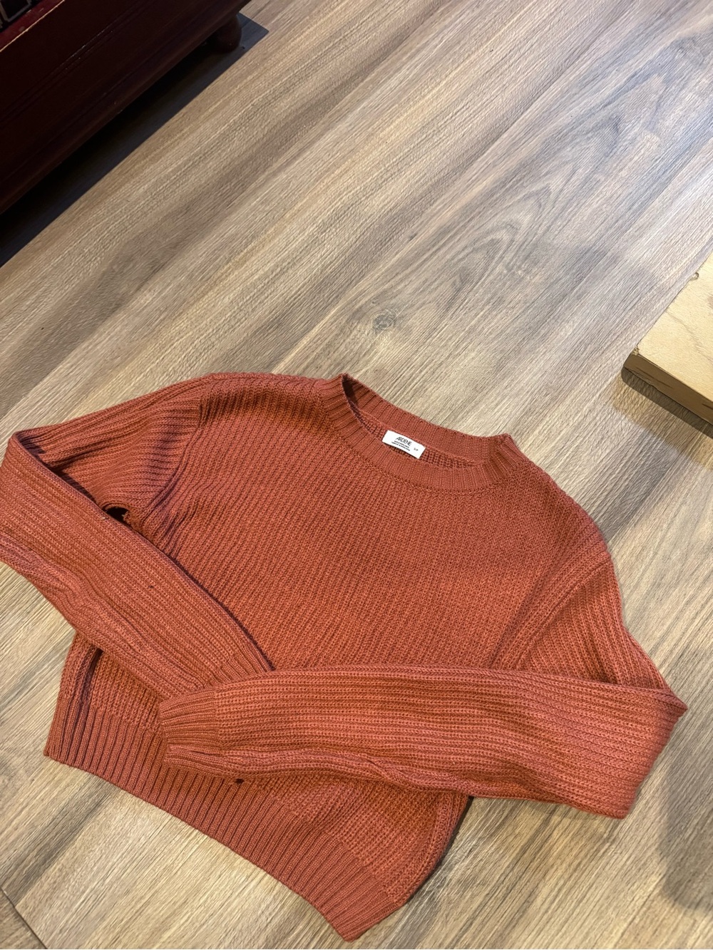 Ardene Rust Orange Ribbed Crewneck Sweater